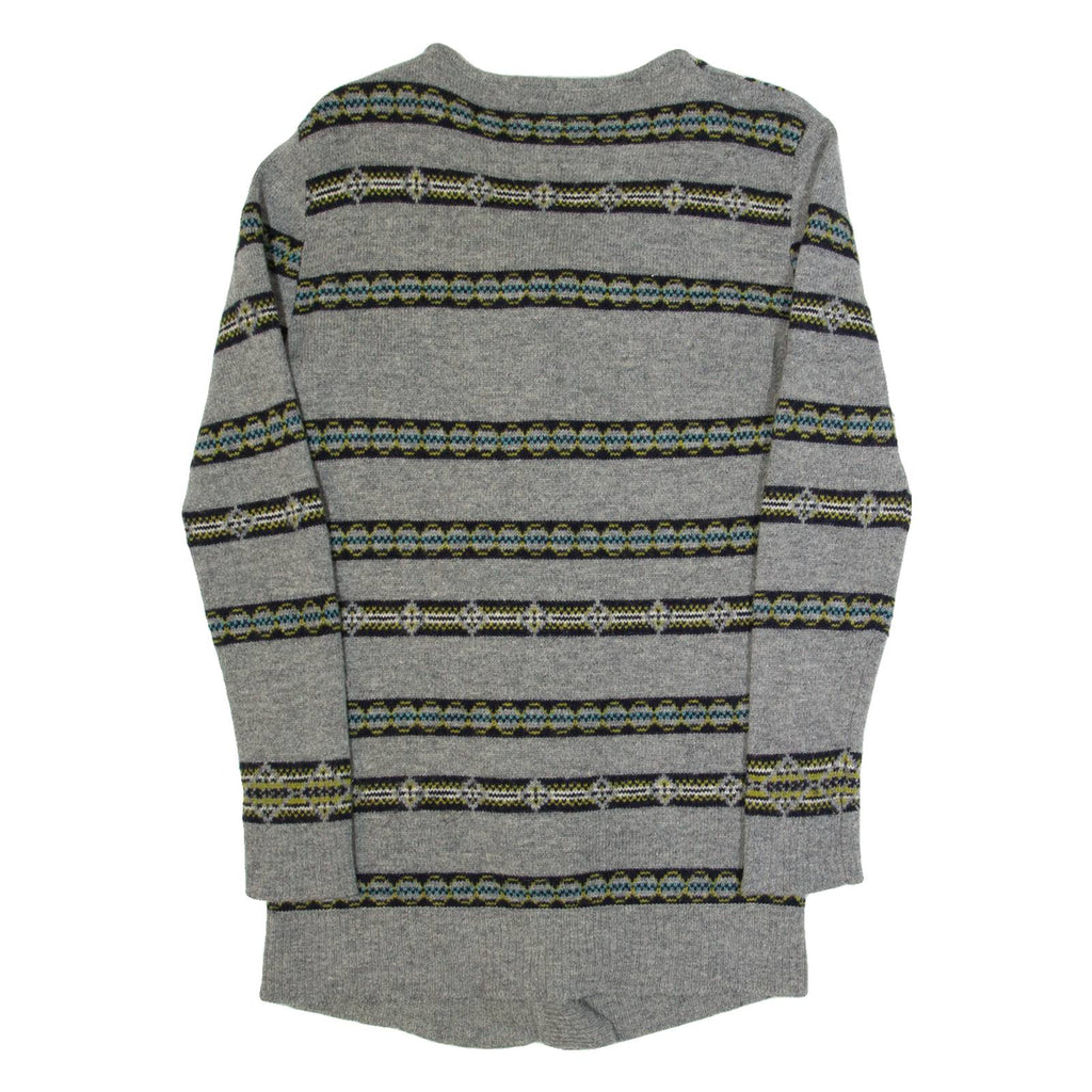 HOBBS LONDON Womens Patterned Cardigan Grey Striped Tight Knit Wool S
