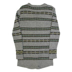 HOBBS LONDON Womens Patterned Cardigan Grey Striped Tight Knit Wool S