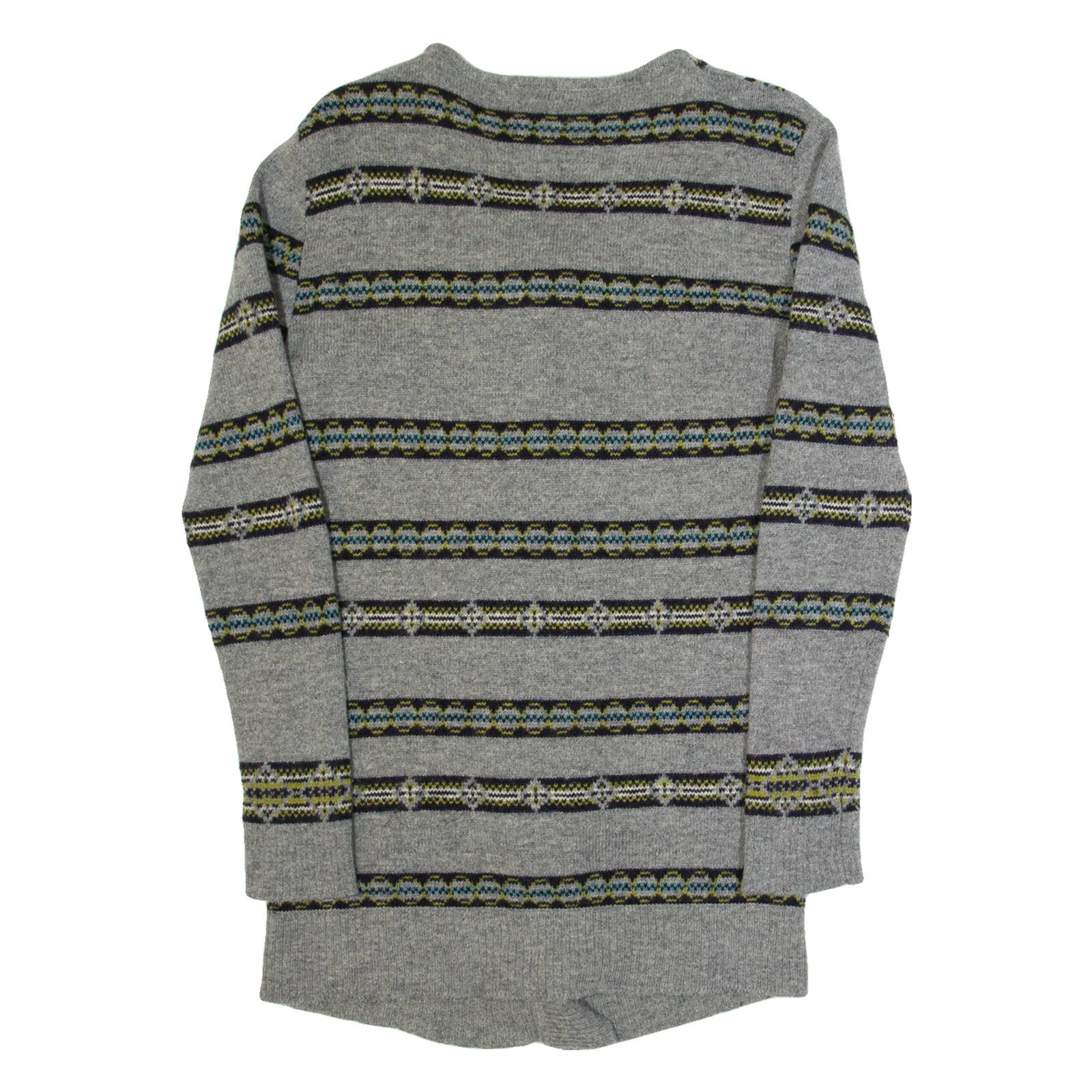 HOBBS LONDON Womens Patterned Cardigan Grey Striped Tight Knit Wool S