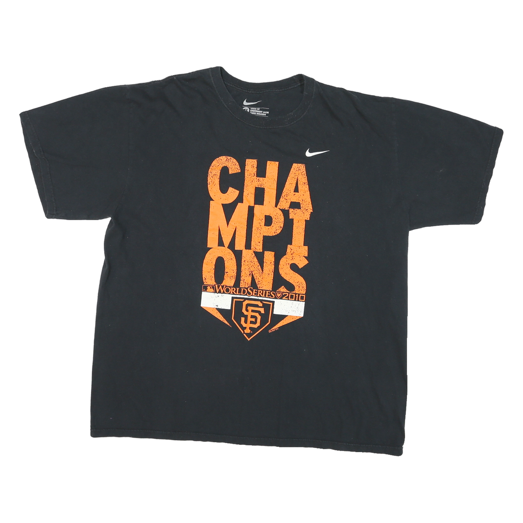 NIKE Mens Black Orange Champions Graphic T-Shirt XL Short Sleeve Crew Neck