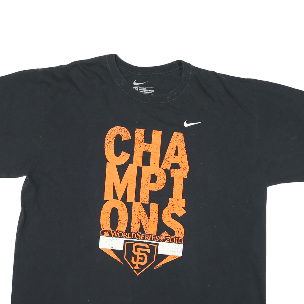 NIKE Mens Black Orange Champions Graphic T-Shirt XL Short Sleeve Crew Neck