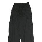 GREENVILLAGE Womens Cotton Blend Black Relaxed Drawstring Trousers W24 L32