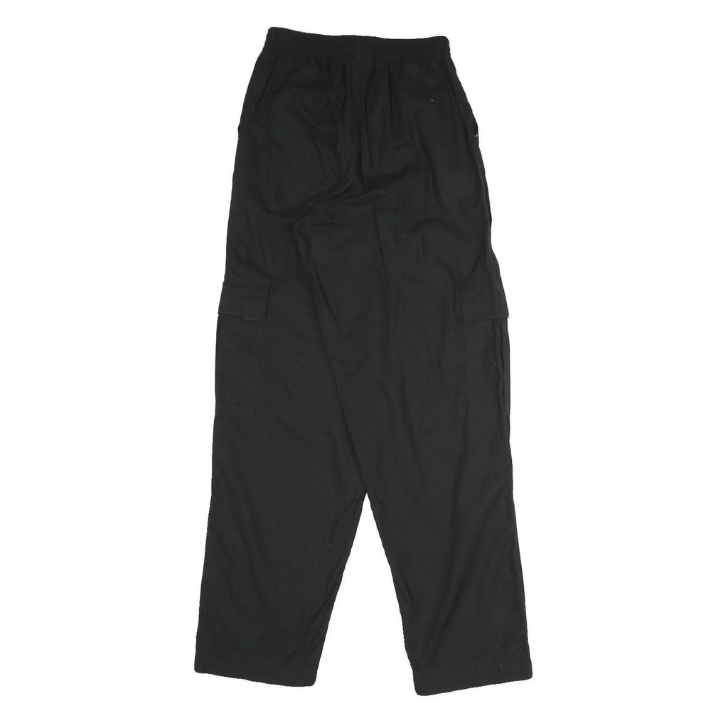 GREENVILLAGE Womens Cotton Blend Black Relaxed Drawstring Trousers W24 L32
