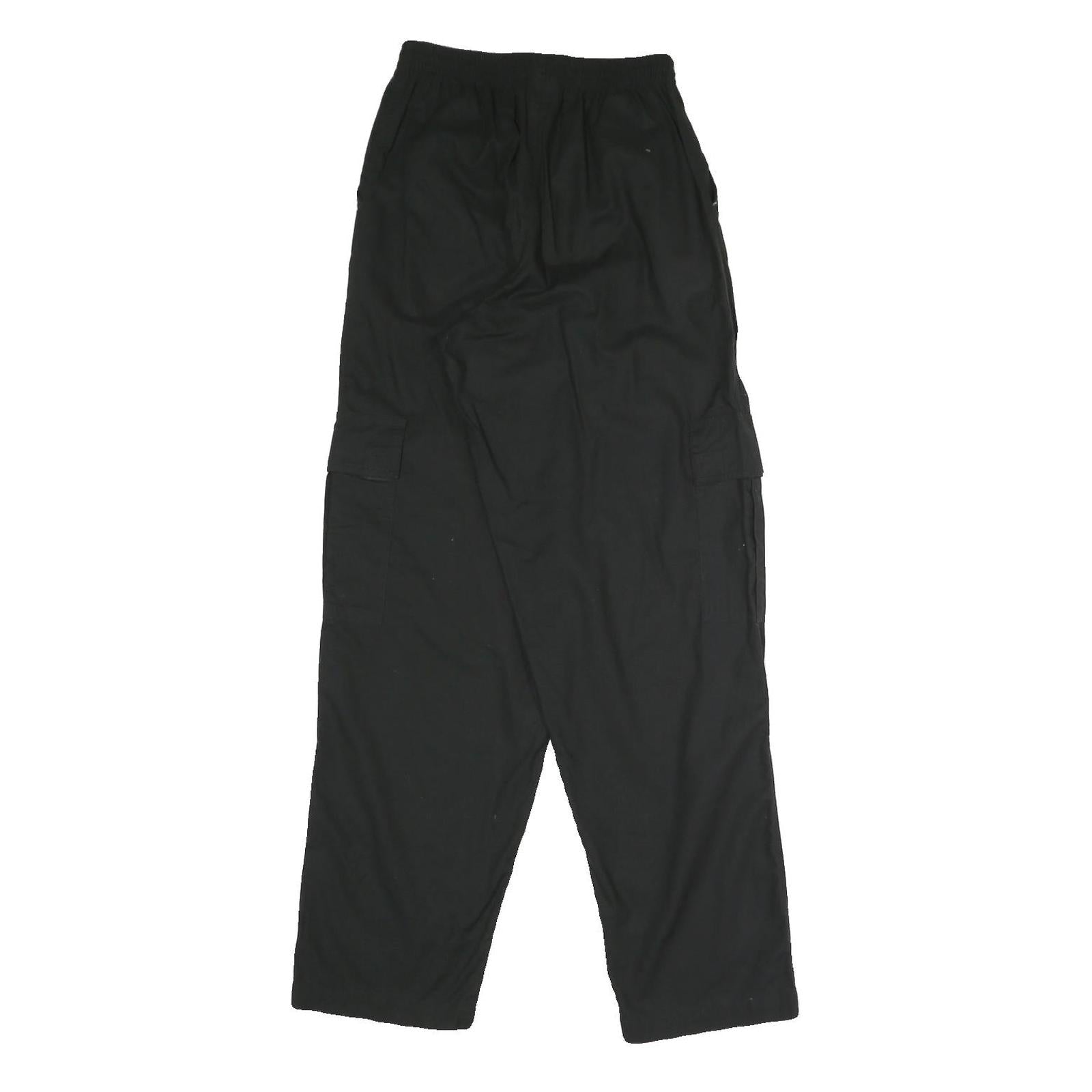 GREENVILLAGE Womens Cotton Blend Black Relaxed Drawstring Trousers W24 L32