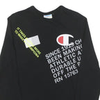 CHAMPION Mens Black Graphic T-Shirt S Long Sleeve Crew Neck Cotton Blend