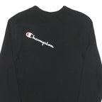 CHAMPION Mens Black Graphic T-Shirt S Long Sleeve Crew Neck Cotton Blend