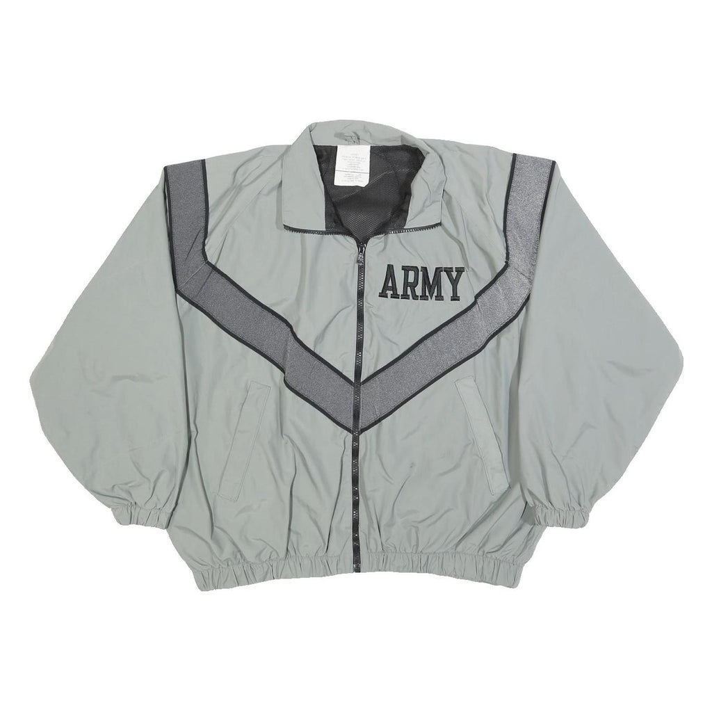 DJ MANUFACTURING CORP. Mens Grey & Black Army Zip Jacket Nylon Lightweight L