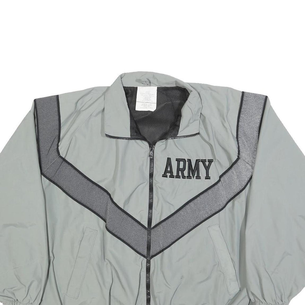 DJ MANUFACTURING CORP. Mens Grey & Black Army Zip Jacket Nylon Lightweight L