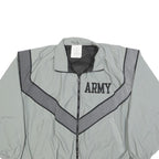 DJ MANUFACTURING CORP. Mens Grey & Black Army Zip Jacket Nylon Lightweight L