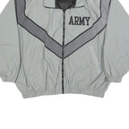 DJ MANUFACTURING CORP. Mens Grey & Black Army Zip Jacket Nylon Lightweight L