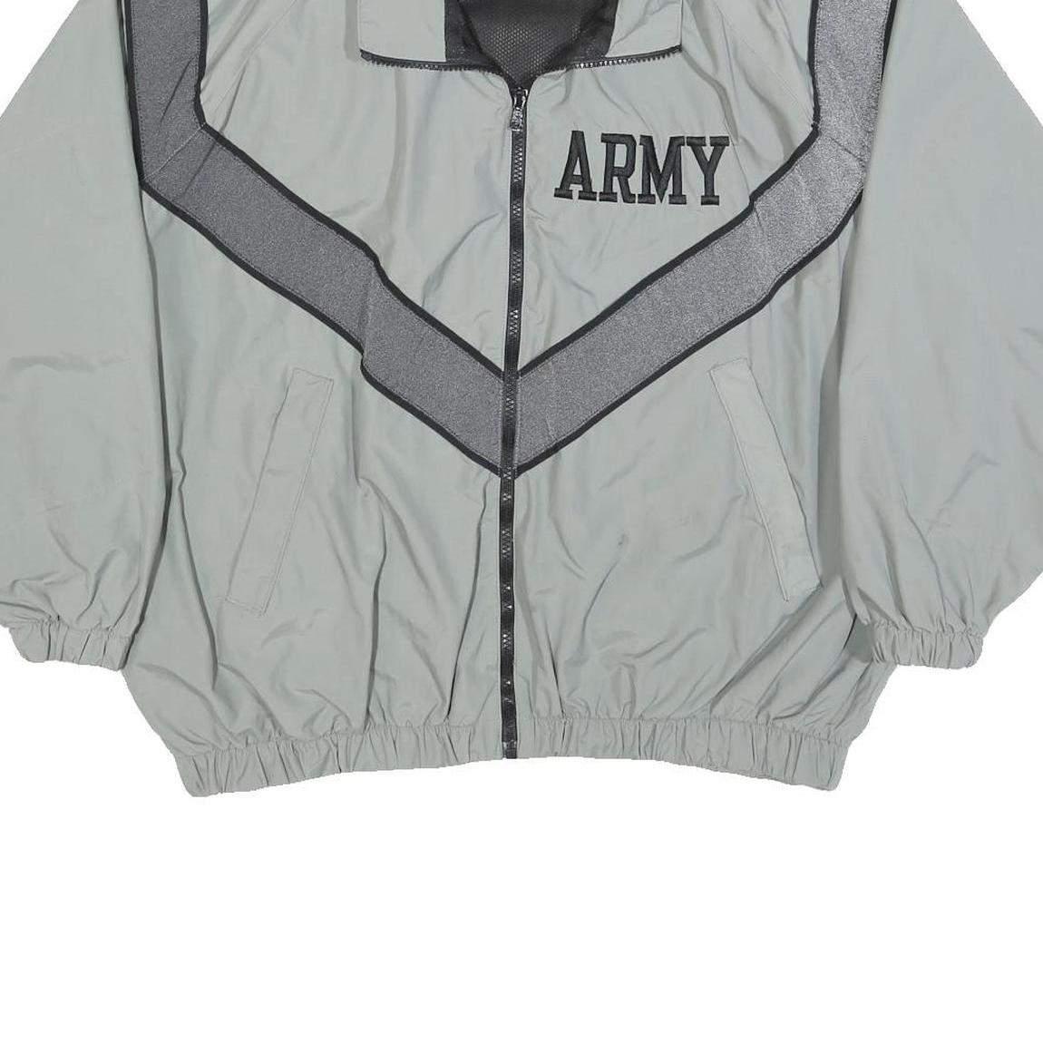 DJ MANUFACTURING CORP. Mens Grey & Black Army Zip Jacket Nylon Lightweight L