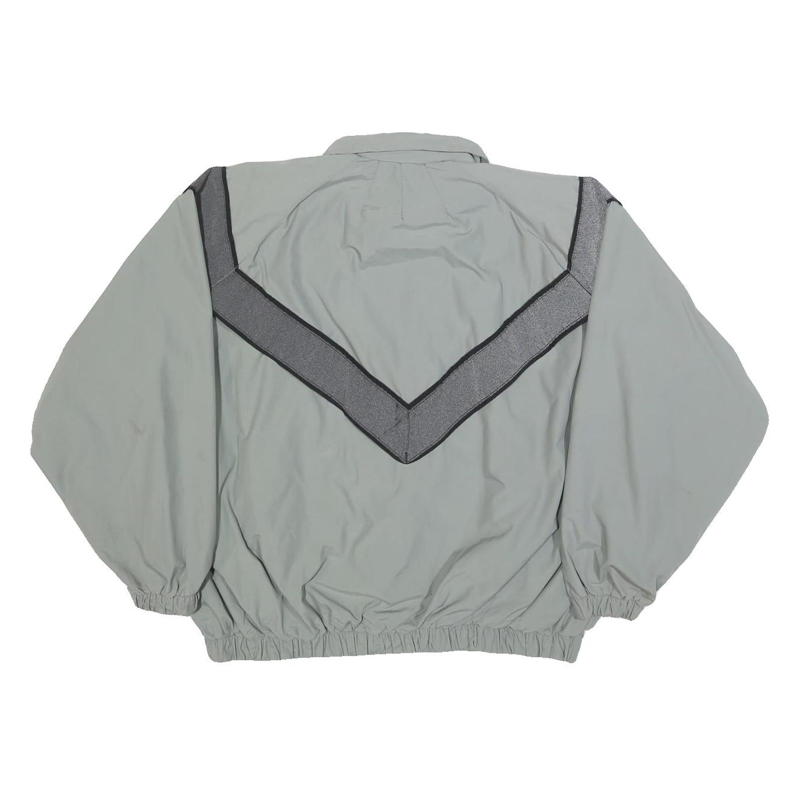 DJ MANUFACTURING CORP. Mens Grey & Black Army Zip Jacket Nylon Lightweight L