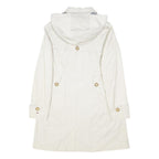 TOMMY HILFIGER Womens White Cotton Trench Jacket M Button Closure Hooded Classic