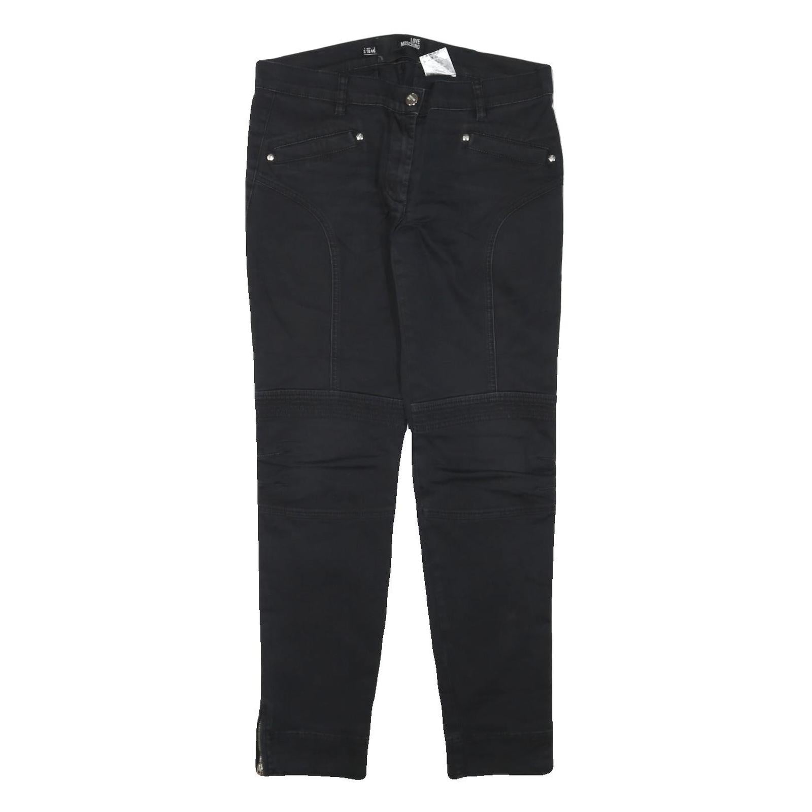 LOVE MOSCHINO Womens Cotton Blend Black Slim Skinny Trousers W31 L30