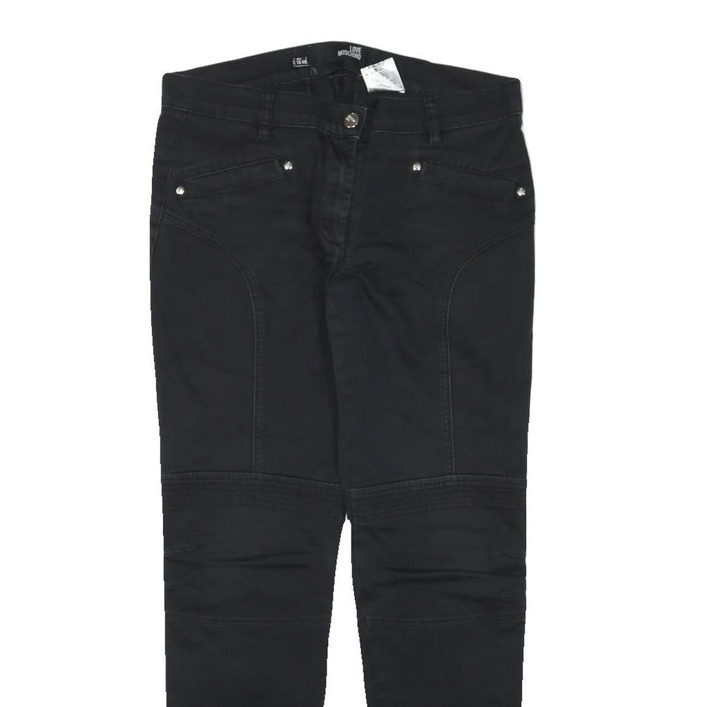 LOVE MOSCHINO Womens Cotton Blend Black Slim Skinny Trousers W31 L30