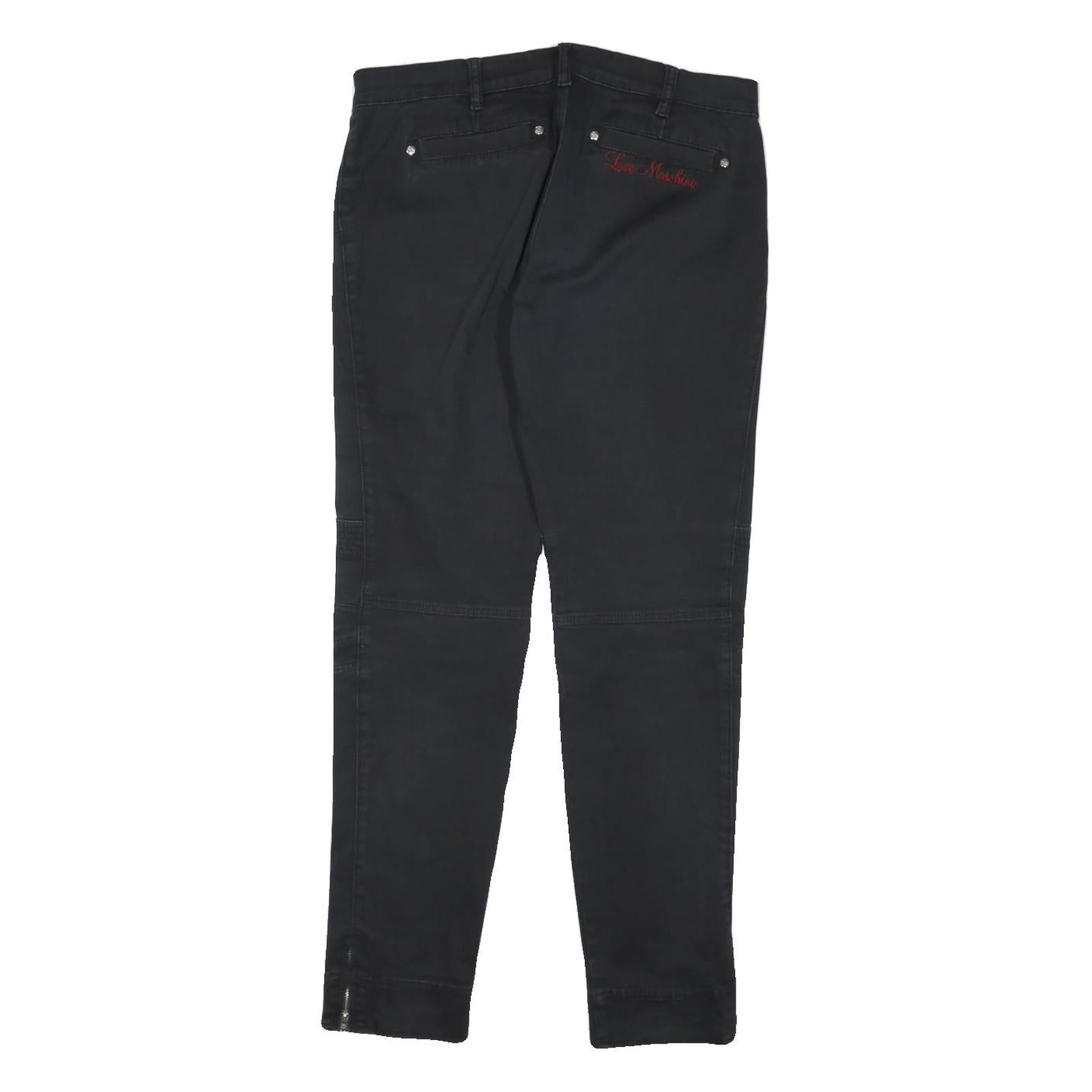 LOVE MOSCHINO Womens Cotton Blend Black Slim Skinny Trousers W31 L30