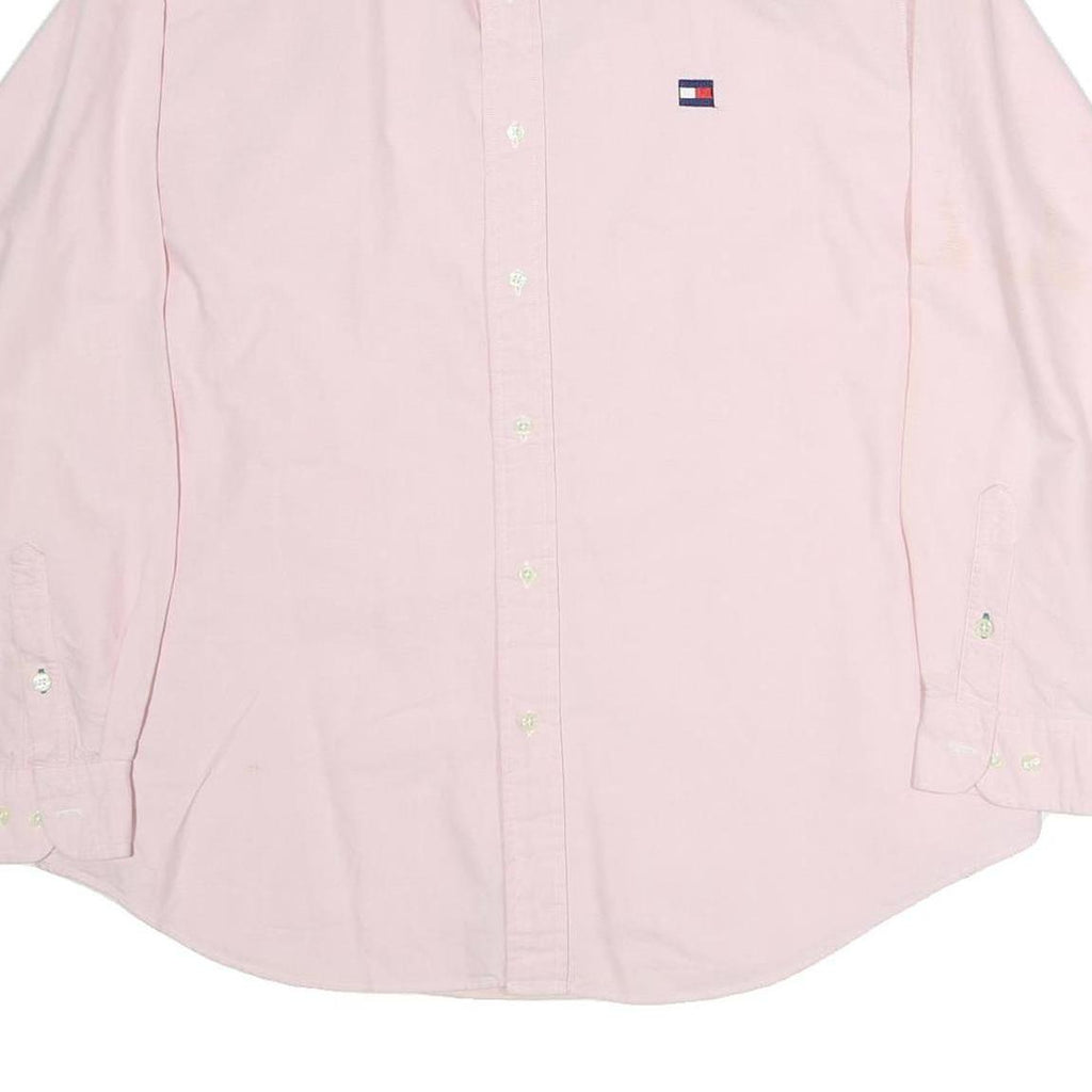TOMMY HILFIGER Mens Pink & Blue Cotton Shirt L Classic Button Down Oxford
