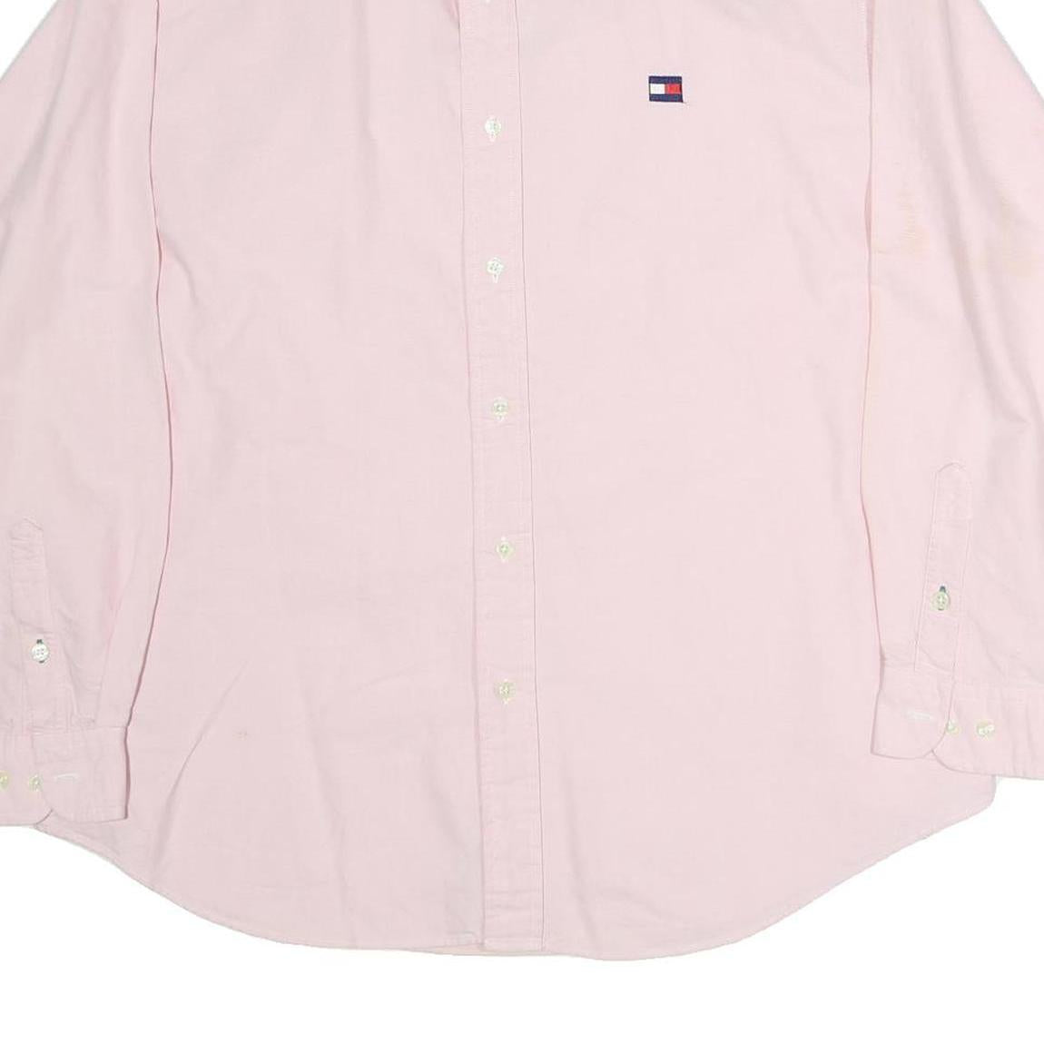 TOMMY HILFIGER Mens Pink & Blue Cotton Shirt L Classic Button Down Oxford