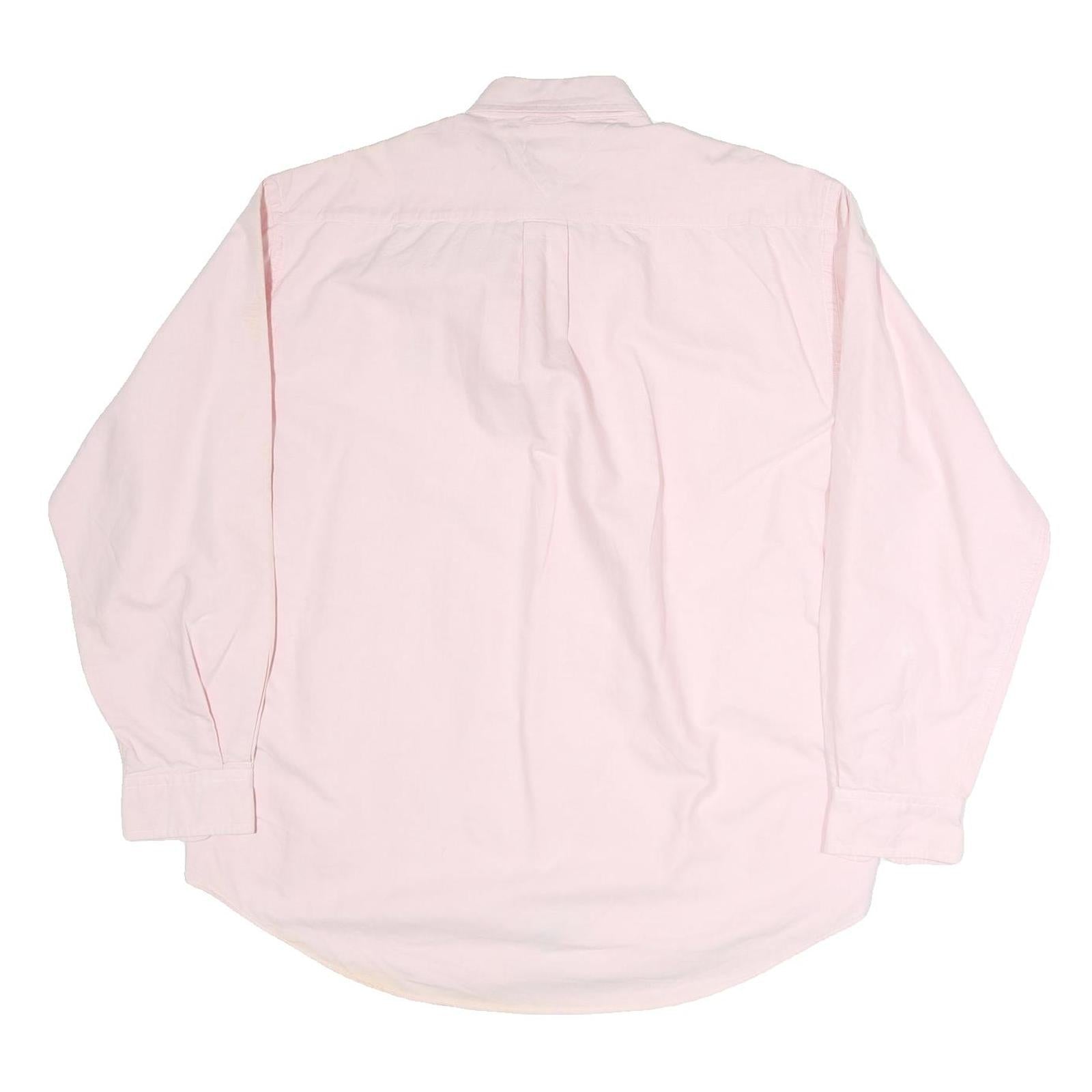 TOMMY HILFIGER Mens Pink & Blue Cotton Shirt L Classic Button Down Oxford