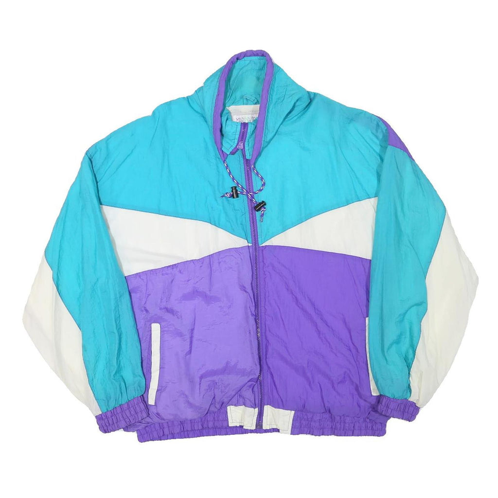 MARINA BAY Mens Blue & Purple & White Colourblock Zip Jacket XL Polyester Blend