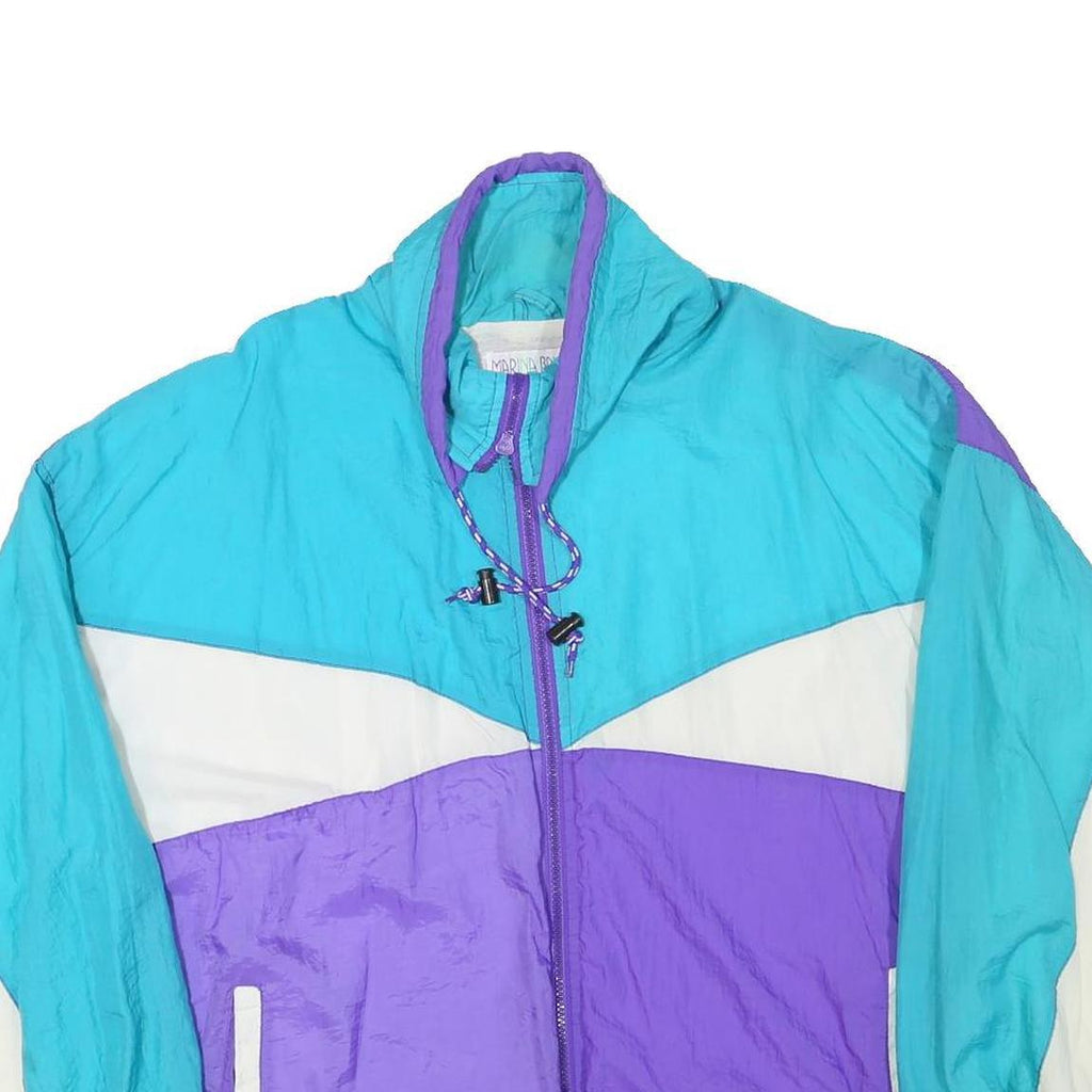 MARINA BAY Mens Blue & Purple & White Colourblock Zip Jacket XL Polyester Blend