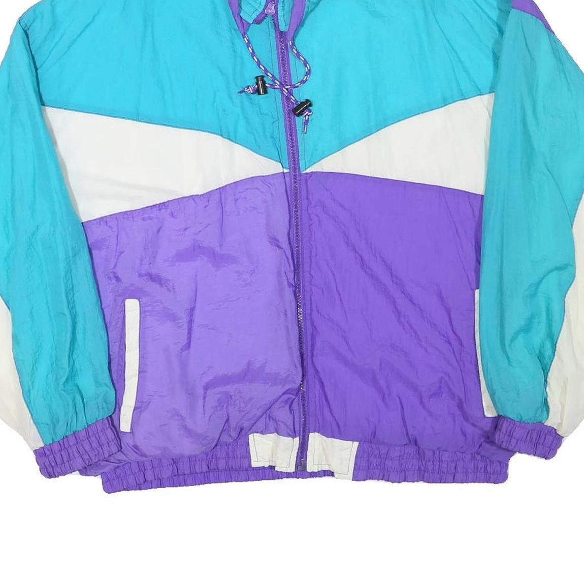 MARINA BAY Mens Blue & Purple & White Colourblock Zip Jacket XL Polyester Blend