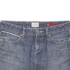 TOMMY HILFIGER Womens Blue Denim Mini Cotton Blend Skirt M Frayed Hem Casual
