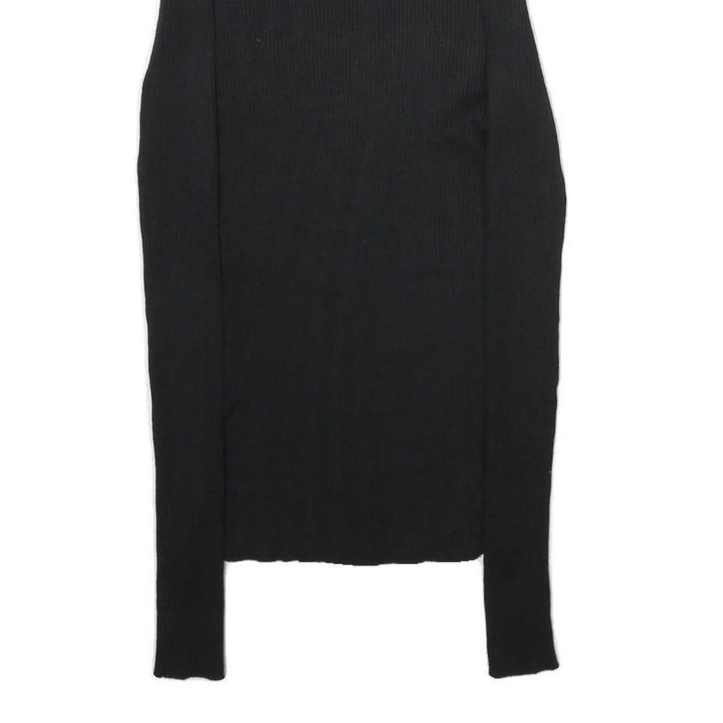 PLANET GOLD Womens Black Plain Roll Neck Basic Knit Jumper S Slim Polyester