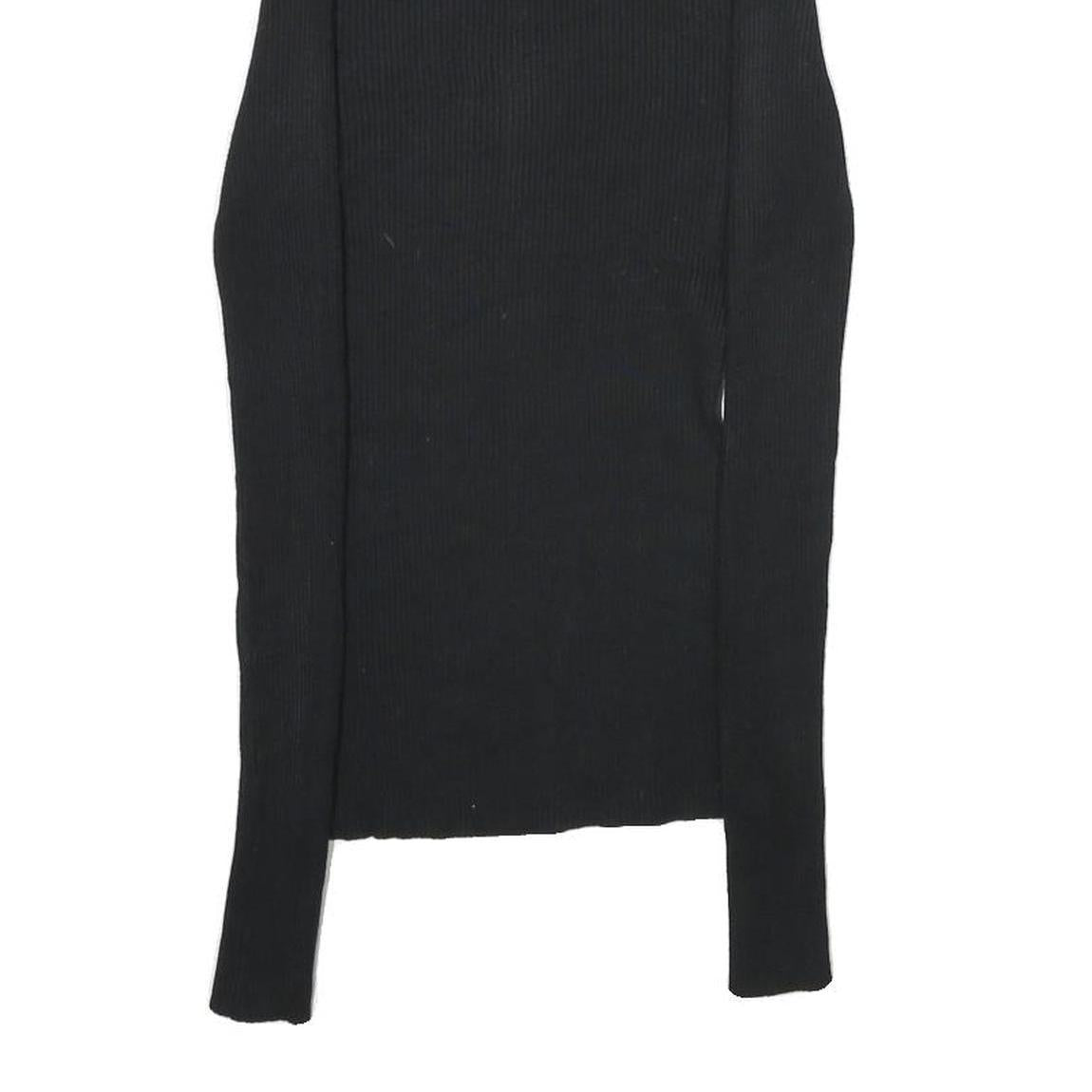 PLANET GOLD Womens Black Plain Roll Neck Basic Knit Jumper S Slim Polyester