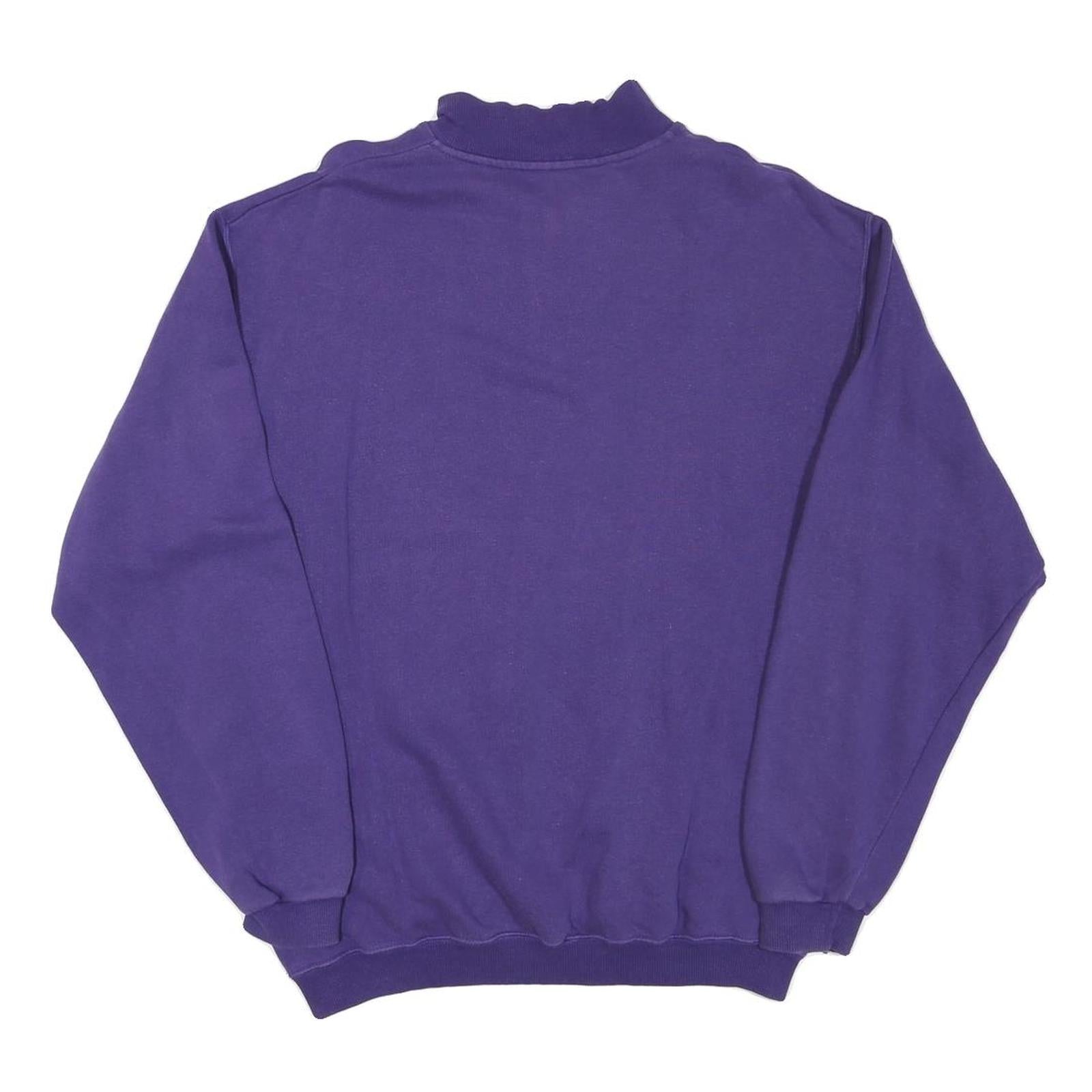 BASICLINE YORK Mens Purple 1/4 Zip M Sweatshirt Casual Cotton Blend Pullover
