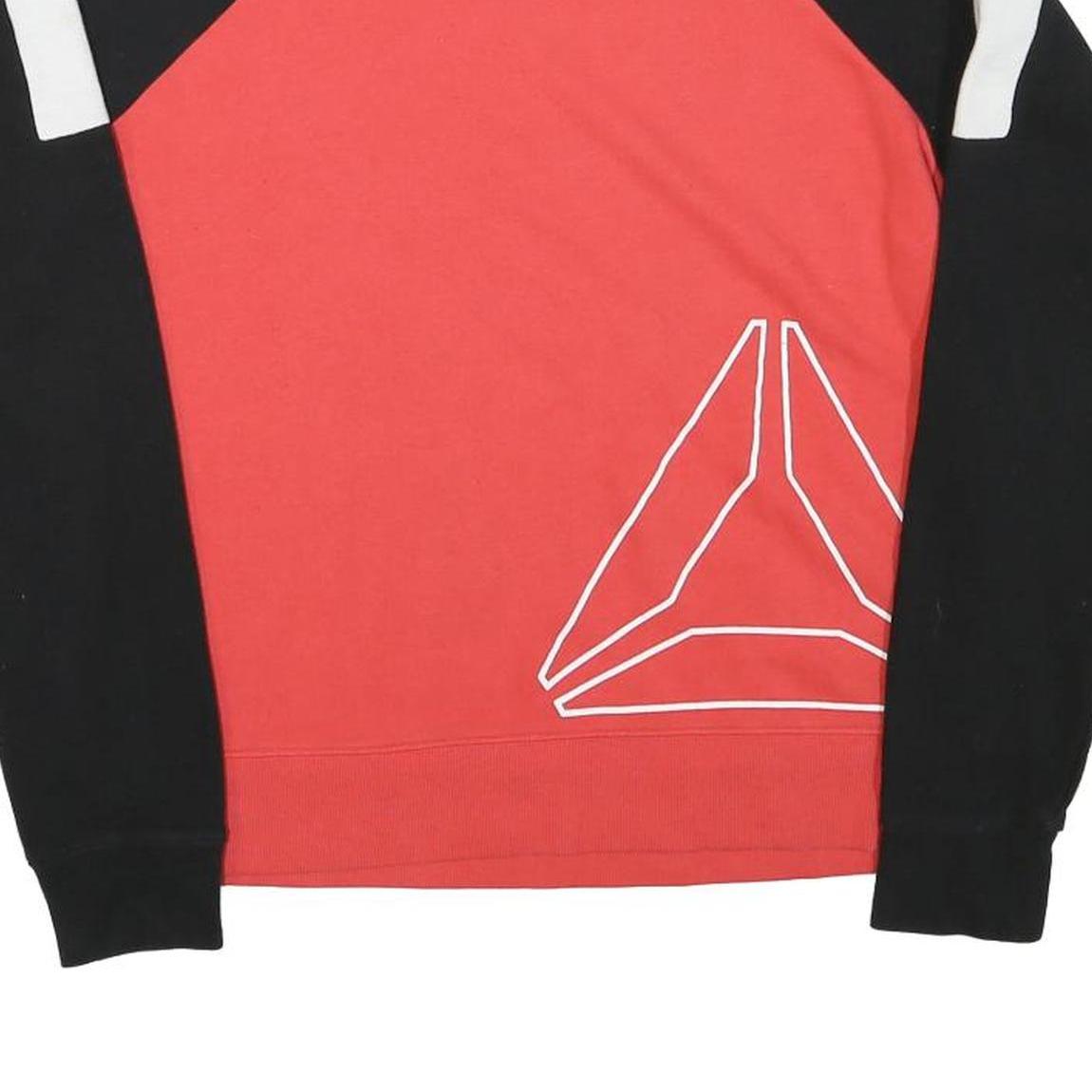 REEBOK Womens Red & Black Crew Neck M Sweatshirt Cotton Blend Raglan Sleeve