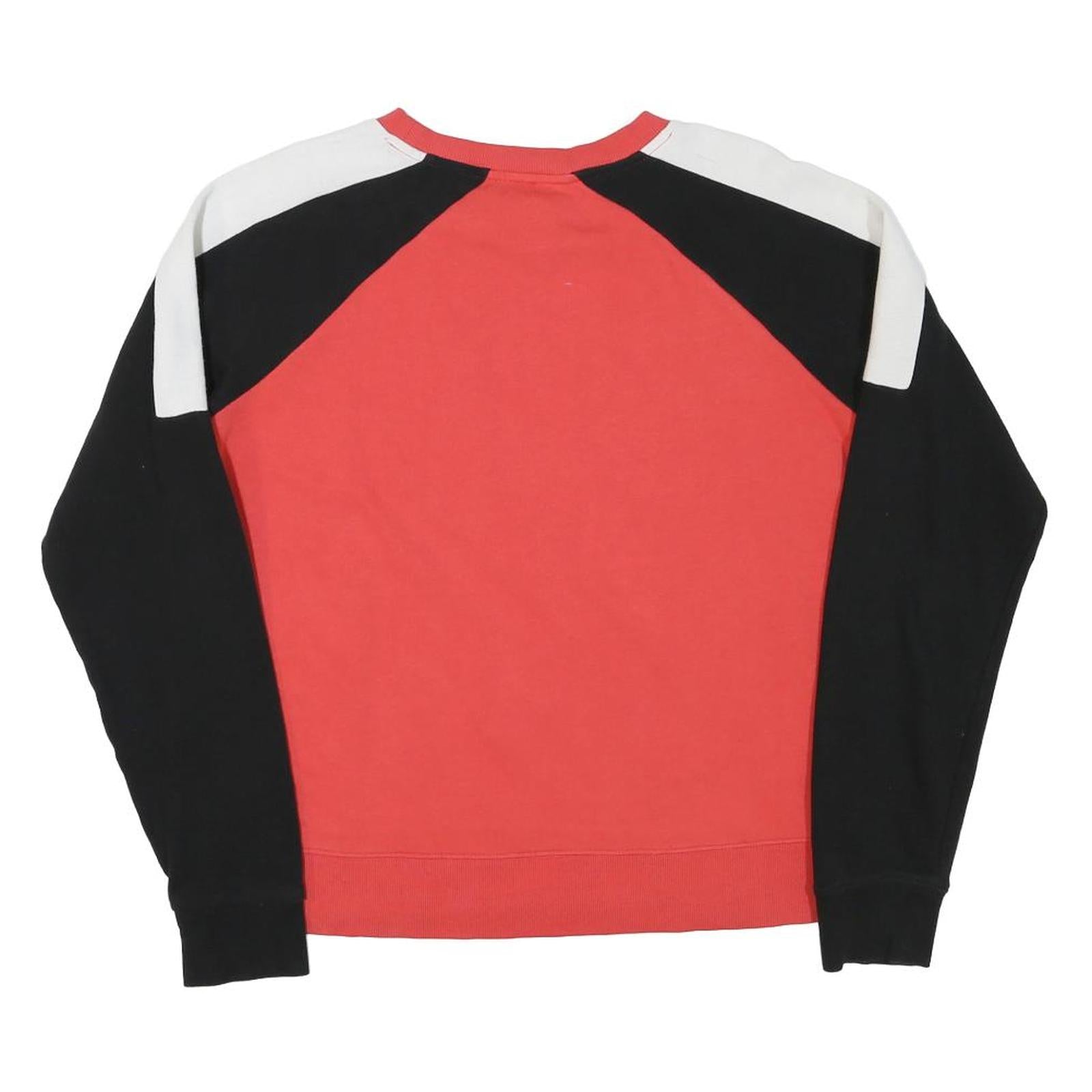 REEBOK Womens Red & Black Crew Neck M Sweatshirt Cotton Blend Raglan Sleeve