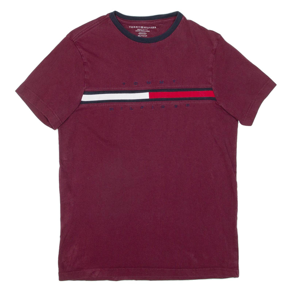 TOMMY HILFIGER Womens T-Shirt Maroon XS