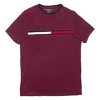 TOMMY HILFIGER Womens T-Shirt Maroon XS