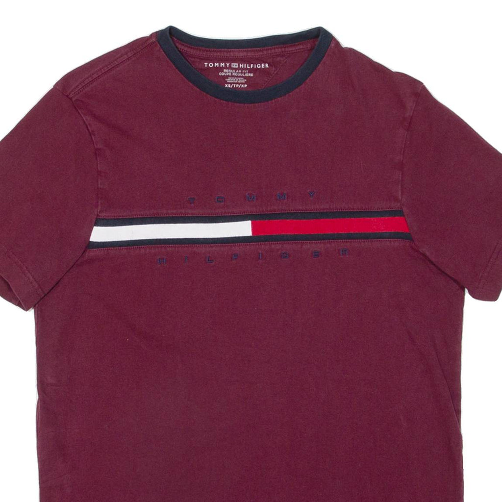 TOMMY HILFIGER Womens T-Shirt Maroon XS