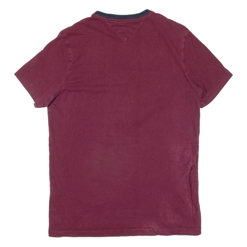TOMMY HILFIGER Womens T-Shirt Maroon XS