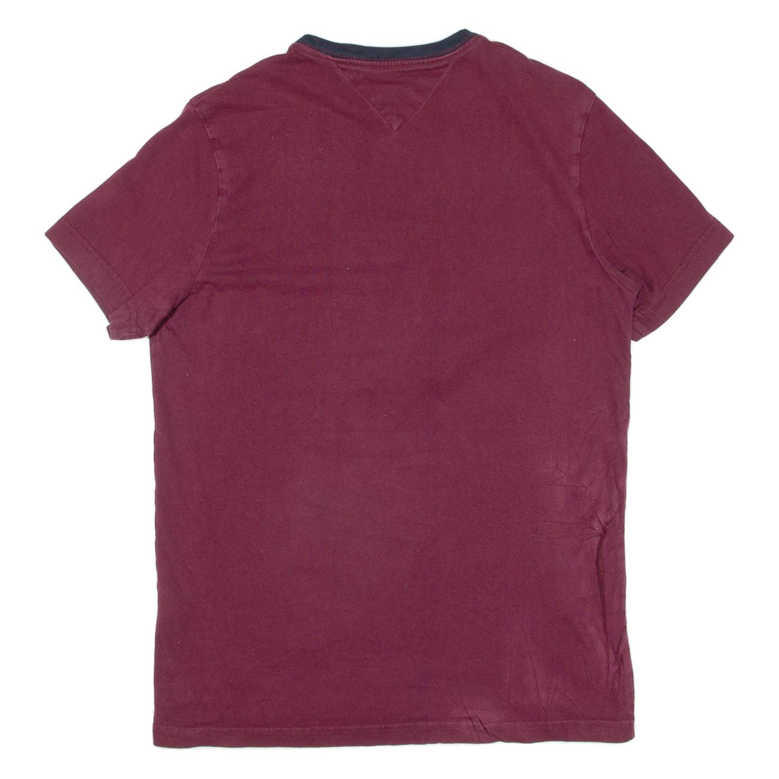 TOMMY HILFIGER Womens T-Shirt Maroon XS