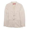 HUGO Womens Cream Cotton Blend Blazer Jacket UK 4 Classic Button Closure