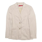 HUGO Womens Cream Cotton Blend Blazer Jacket UK 4 Classic Button Closure