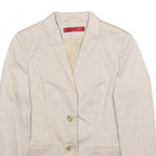 HUGO Womens Cream Cotton Blend Blazer Jacket UK 4 Classic Button Closure