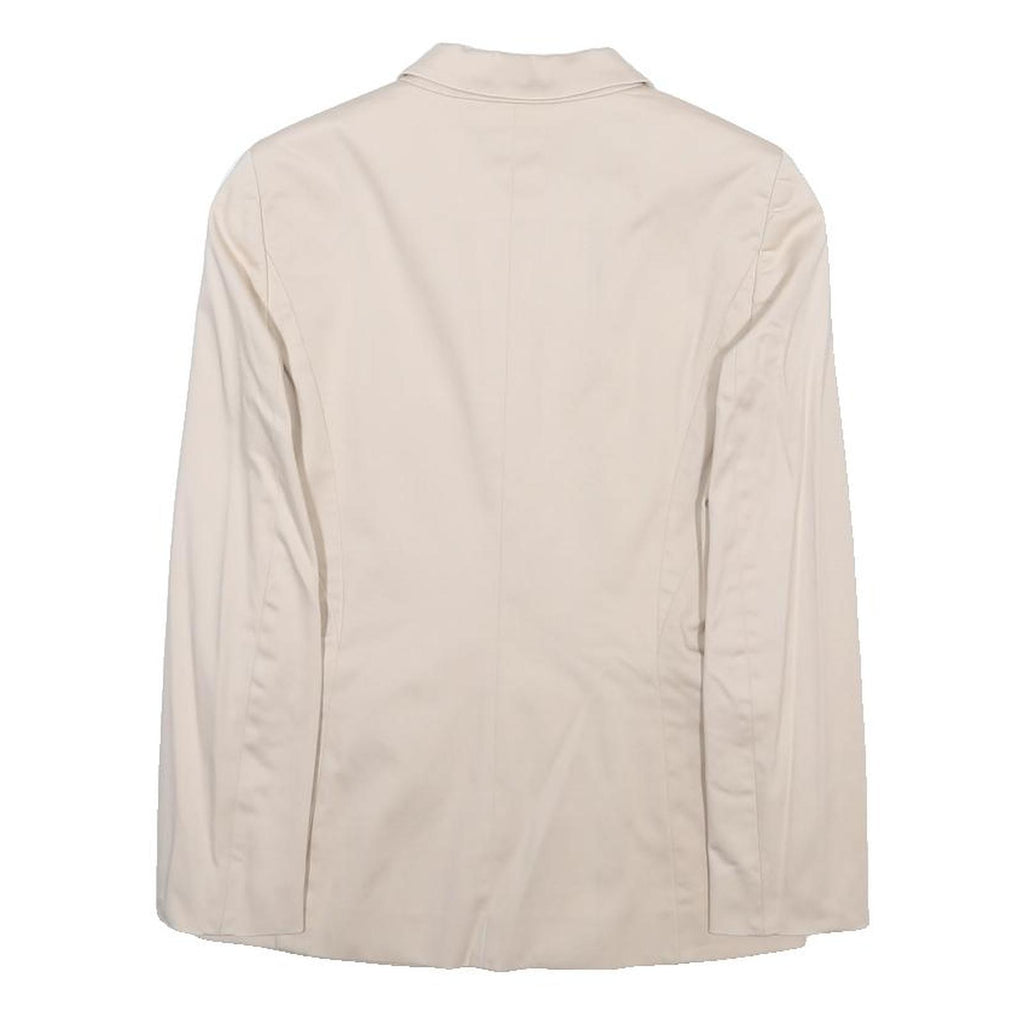 HUGO Womens Cream Cotton Blend Blazer Jacket UK 4 Classic Button Closure