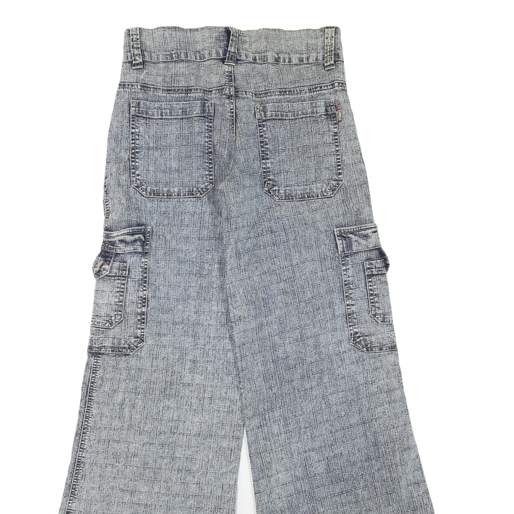 FIONELLA Womens Regular Fit Wide-Leg Denim Light Wash W30 L34 Cargo Pockets Zip