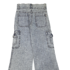 FIONELLA Womens Regular Fit Wide-Leg Denim Light Wash W30 L34 Cargo Pockets Zip