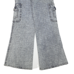 FIONELLA Womens Regular Fit Wide-Leg Denim Light Wash W30 L34 Cargo Pockets Zip