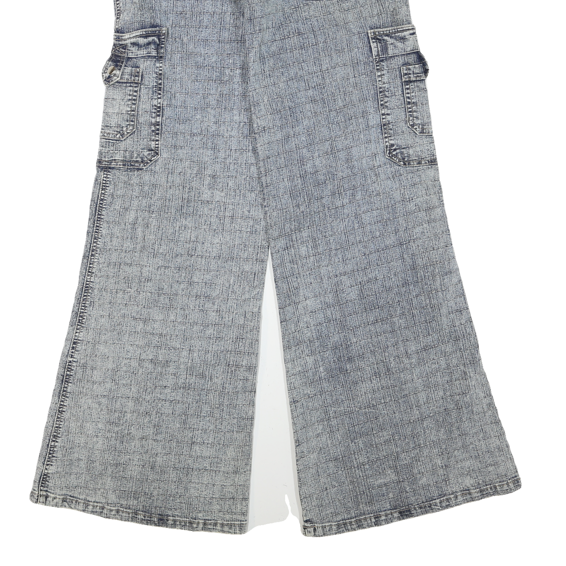 FIONELLA Womens Regular Fit Wide-Leg Denim Light Wash W30 L34 Cargo Pockets Zip