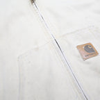 CARHARTT Mens Beige Hooded Zip Canvas Workwear Jacket XL Cotton Casual Plain