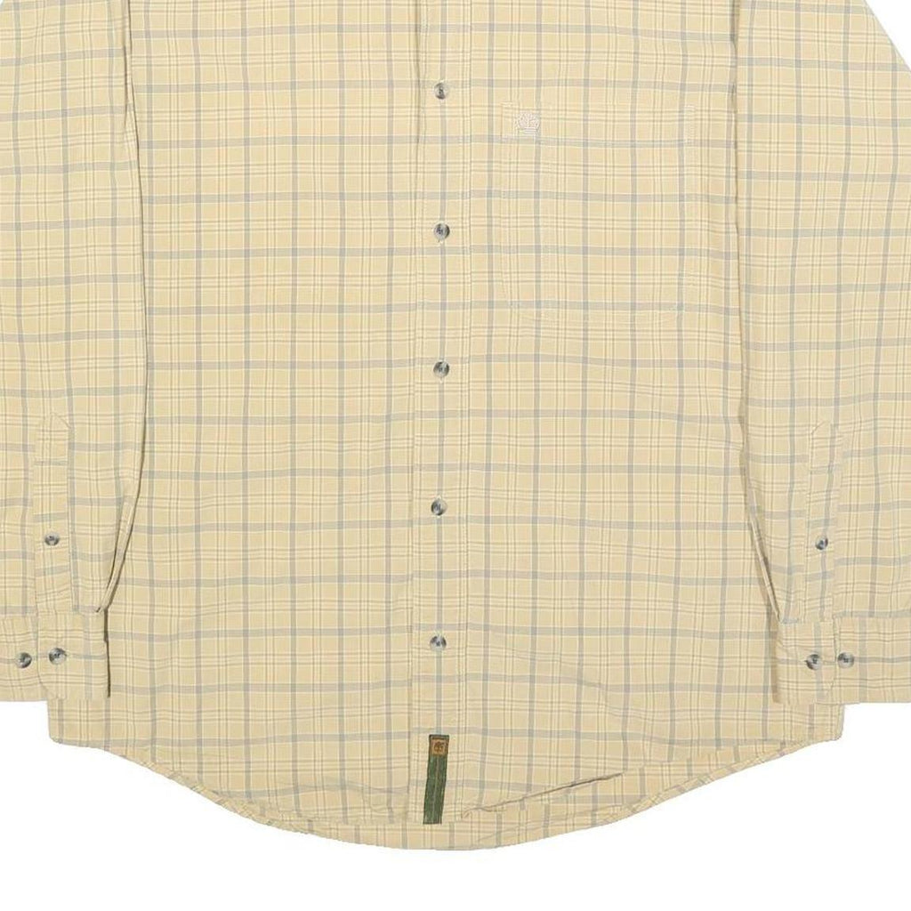 TIMBERLAND Mens Beige & Blue Check Shirt S Button-Down Collar Long Sleeve Casual