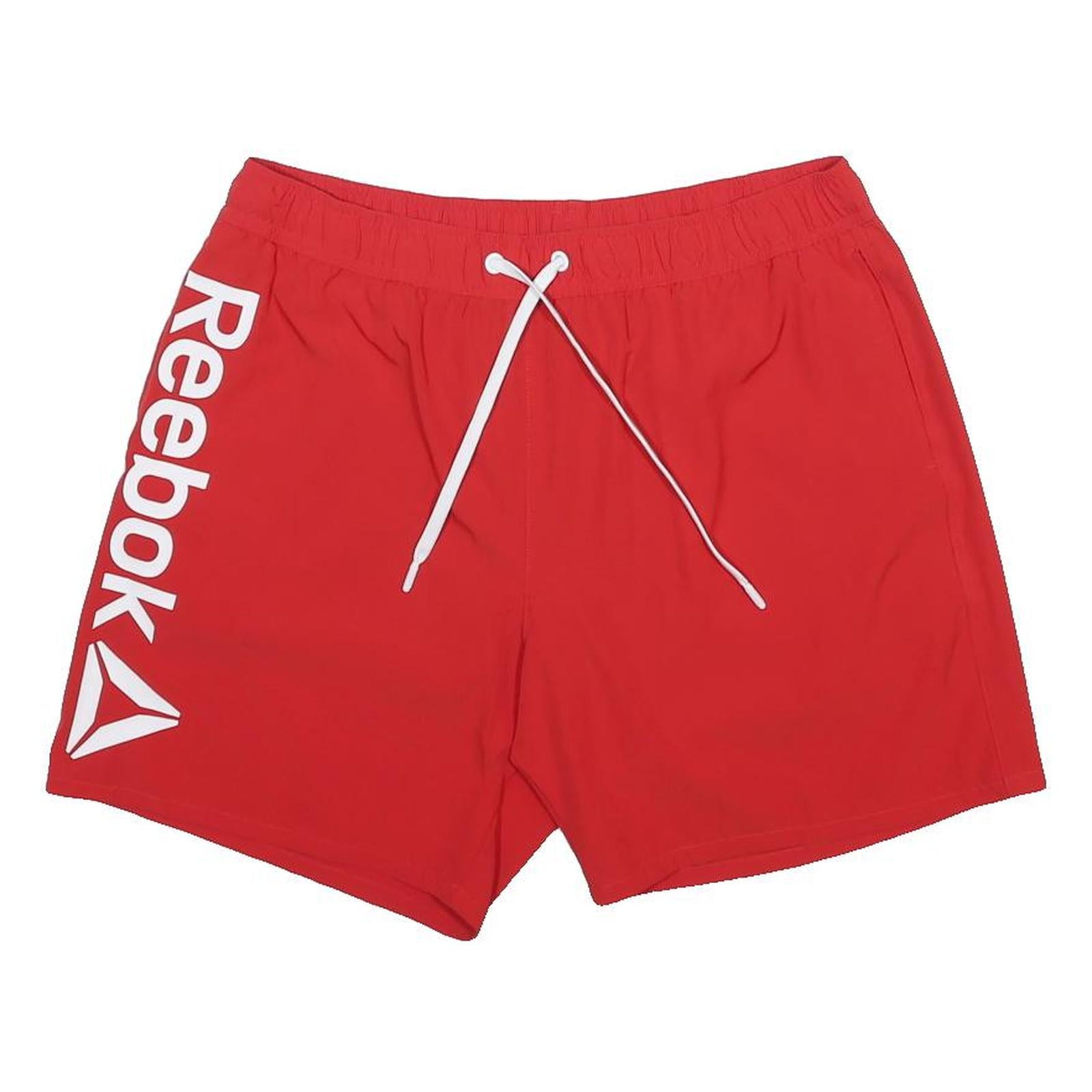REEBOK Mens Red Casual Shorts L W34 Woven Drawstring Pockets