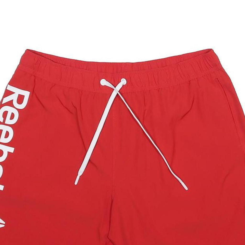 REEBOK Mens Red Casual Shorts L W34 Woven Drawstring Pockets