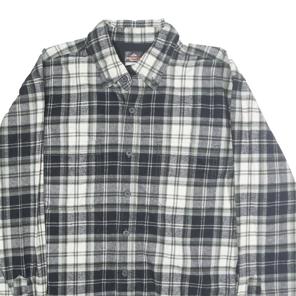 RIDGECUT Mens Black & White Check Shirt L Long Sleeve Button Down Casual Cotton